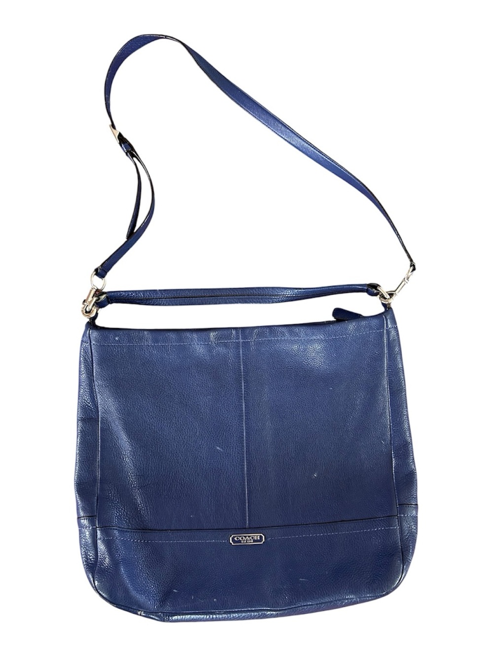 Coach | Women’s Royal Blue Pebbled Leather Square Crossbody Bag Teal Lining OS